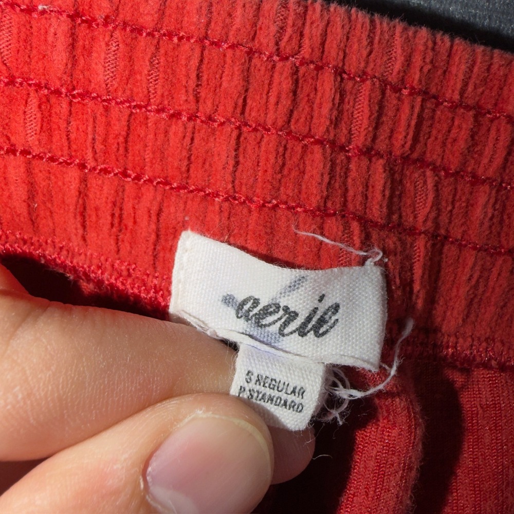 Aerie Red Corduroy Flare Pants High Waisted Wide Leg Ribbed Small Regular - Picture 5 of 6